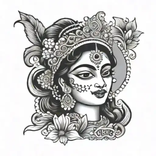 Radha Face With Name Radha In Hindi Text