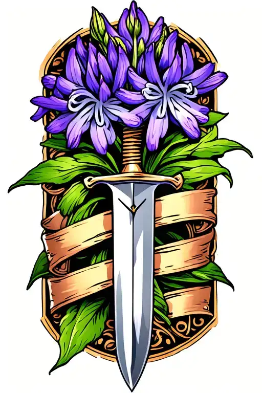 Purple Hyacinth Flower Wrapping A Dagger