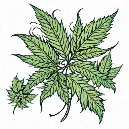 Sativa Type Cannabis Leaf