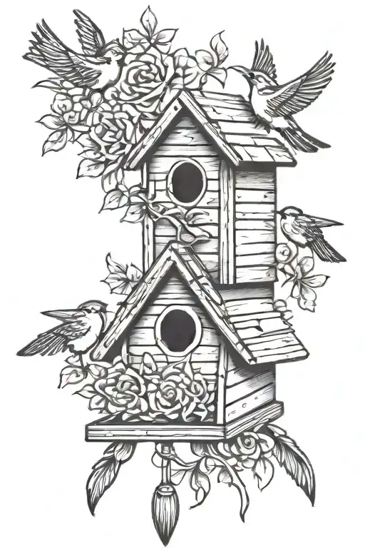 Birdhouse With Birds