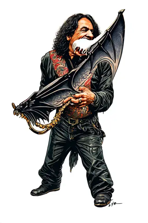 Ozzy Osbourne Pretending To Bite A Bat On Old School Style Art