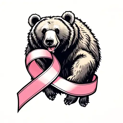 Poar Bear And Alzheimer Ribbon Intertwined