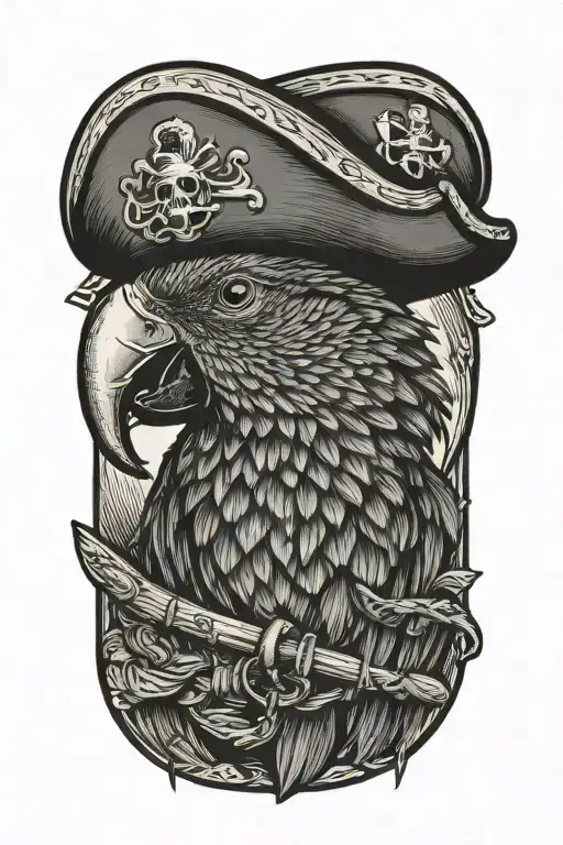 Parrot With Pirate Hat And Eye Patch