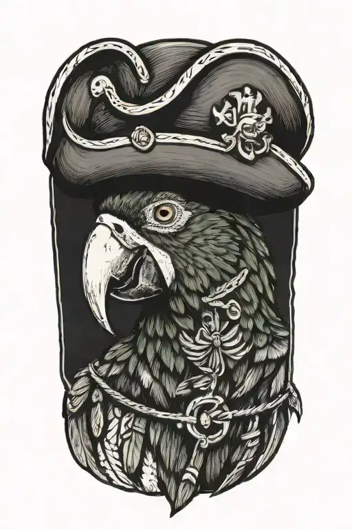 Parrot With Pirate Hat And Eye Patch