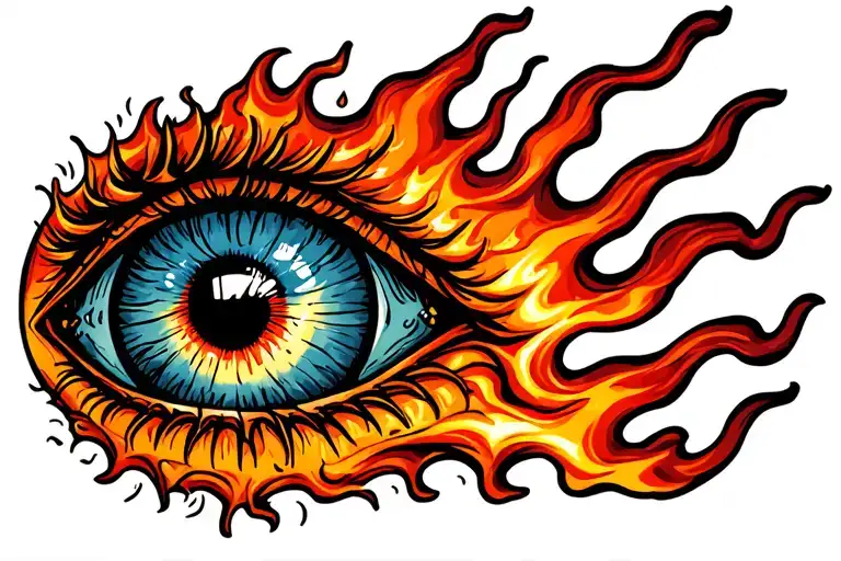Eyeball Covered In Flames Left Arm Sleeve