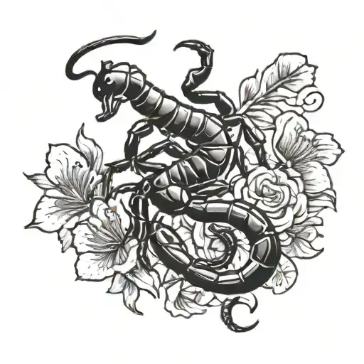 Scorpion And Flowers Red