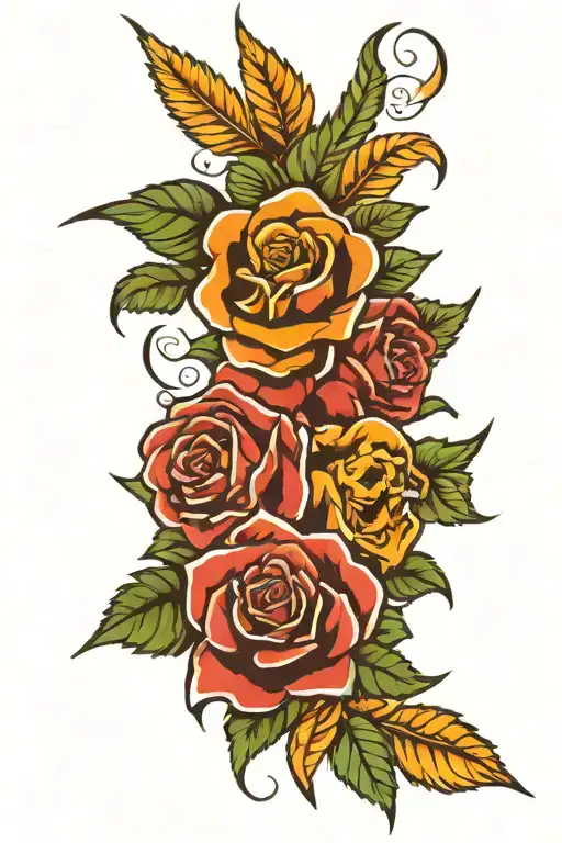 American Traditional Multiple Tattoos In Color