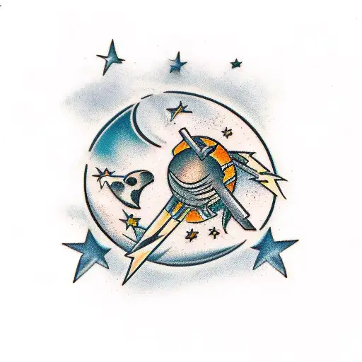 The Word Wade With Shooting Stars Around It