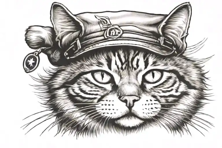 Realistic Portrait Of A Cat Wearing A Usps Mailman Hat