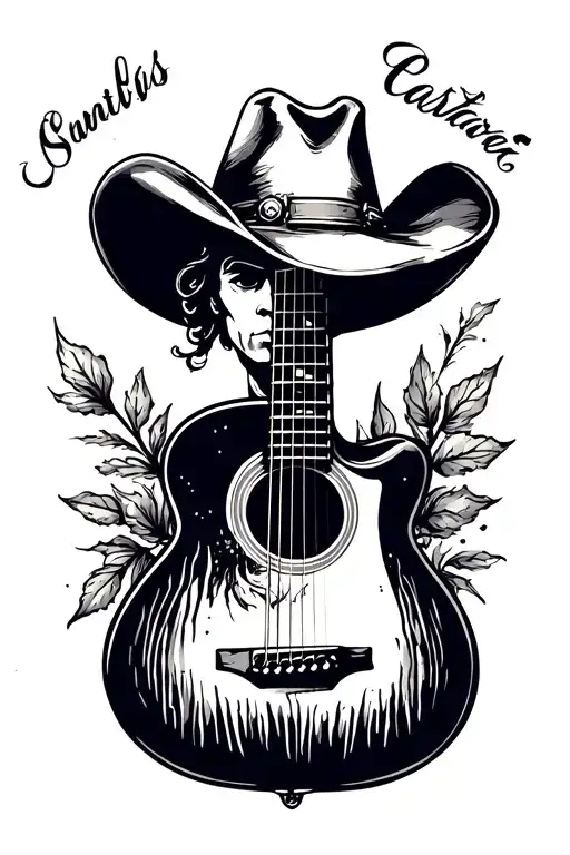 Classical Guitar With Cowboy Hat