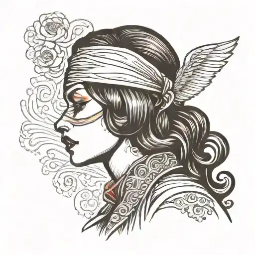 A Girl With A Blindfold In Profile Traditional Lady Head