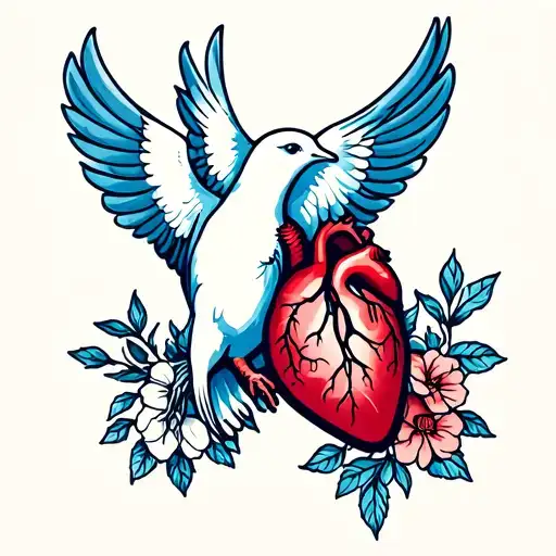 Dove With Lungs Exposed Heart Seen