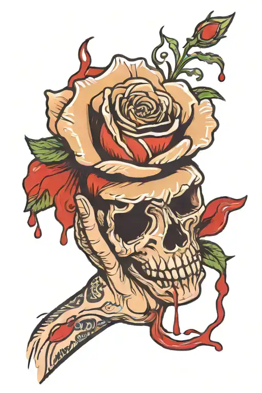 Hand Grasping Rose With Blood Dripping Down Hand