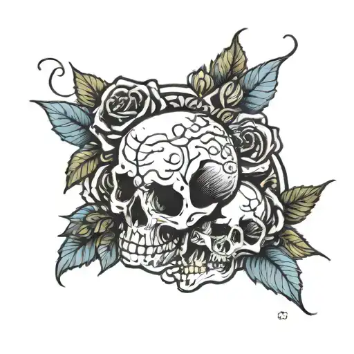 Skulls And Roses Intertwined