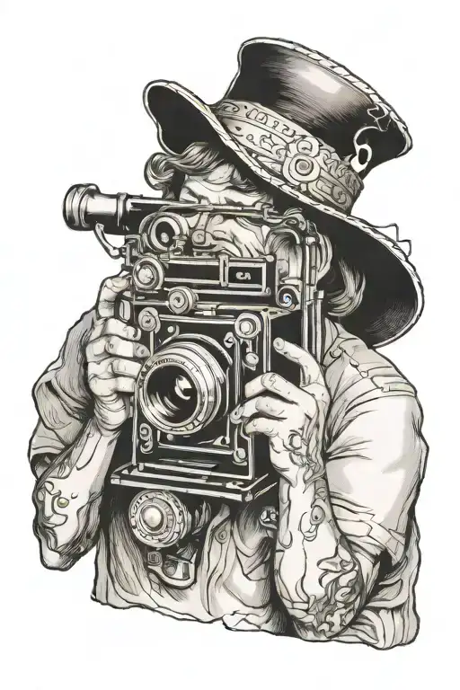 Photographer With A Vintage Bellows Camera