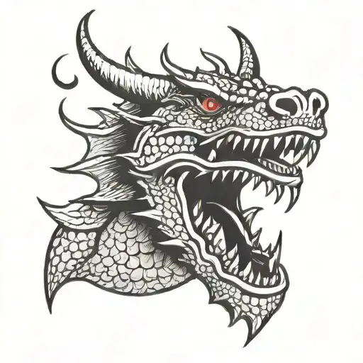 Red Dragon Head From Front View