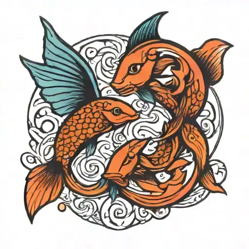 Pisces Zodiac Sign Intertwined