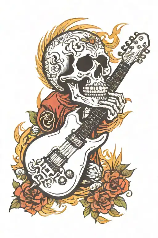 Skull And Electric Guitar