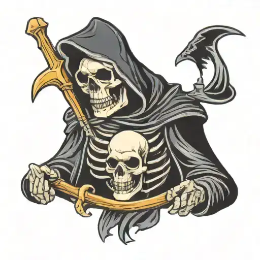 Grim Reaper Holding A Skull