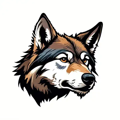 Traditional Flash Style Wolf Head