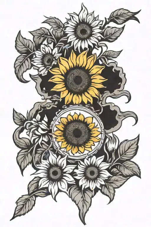 Claymore Mine And Sunflowers