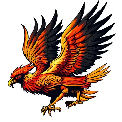 Agressive Phoenix With Closed Wings Made