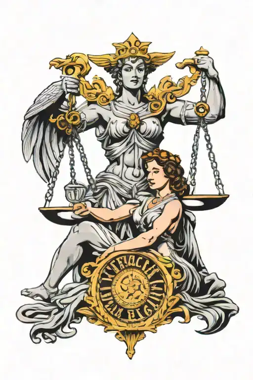 Correctional Officer And Lady Justice Holding Scales