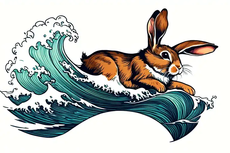 Rabbit Riding A Wave