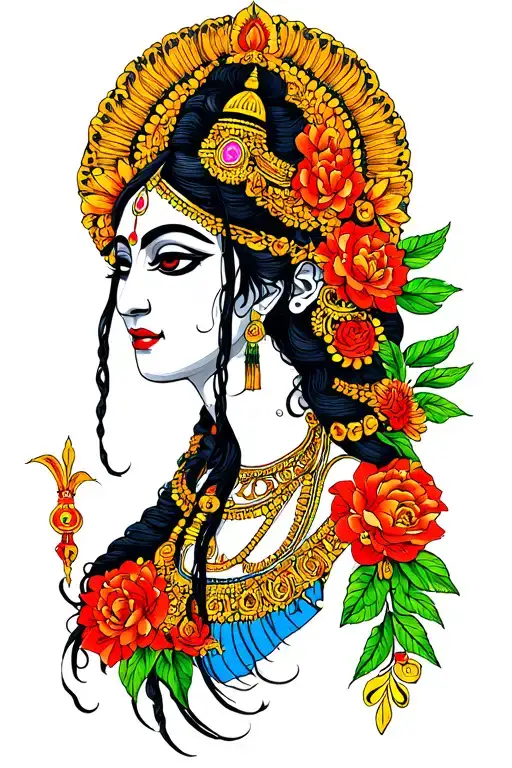 Kali Maa Full Colour Tattoo Design