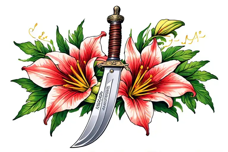 Bowie Knife With Stargazer Lily