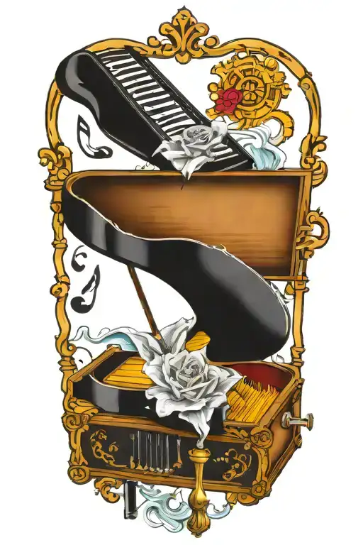 Grand Piano And Treasure Chest Under Water