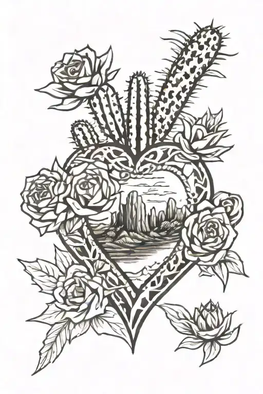 Dad Memorial Heart Cactus Mountain Range