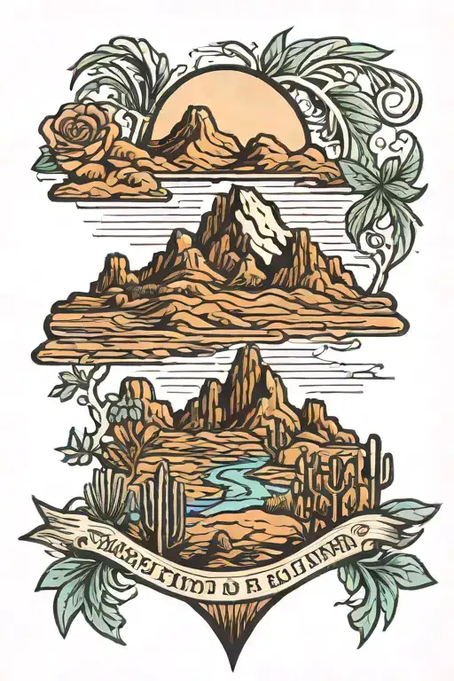 Traditional Dad Memorial Desert Mountain Landscape