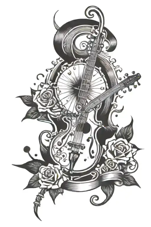 Fine Line Music Tattoo Design