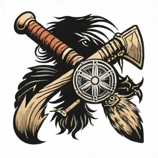Tomahawk With Handle Made Of Drum Sticks