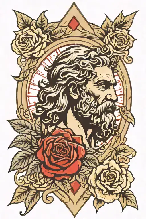Zeus And Red Rose Surrounded