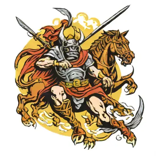 Warrior Battling Demons