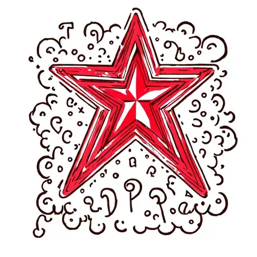 Red Star With Three Sevens Surrounding Triangle