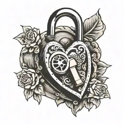Traditional Tattoo Style Heart Shaped Lock