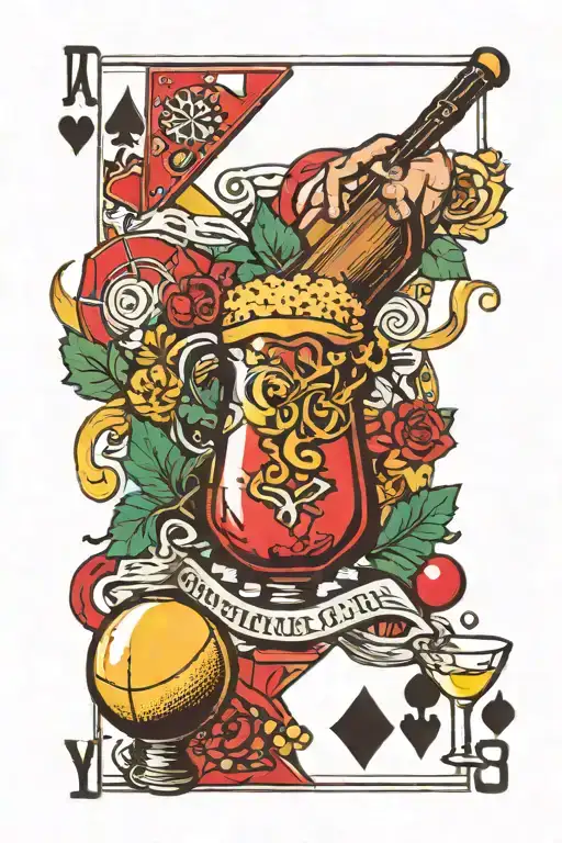 Darts Beer Dominos Playing Cards Microphone Pool Balls Intertwined