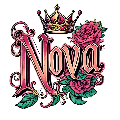 Nova Written With A Princess Crown Resting On The N