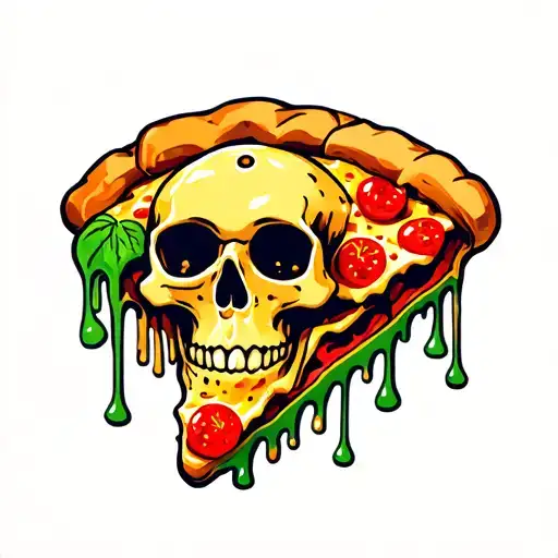 Melting Cheesey Pizza Skull Slice With Peparoni