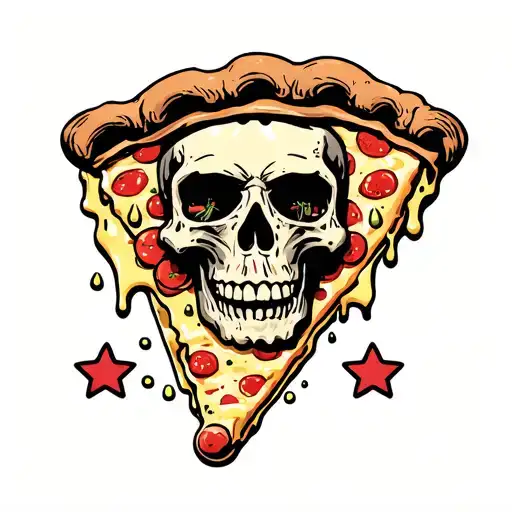 Melting Cheesey Pizza Skull Slice With Peparoni