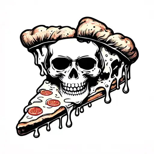 Melting Cheesey Pizza Skull Slice With Peparoni