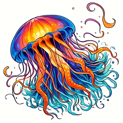 Pschadelic Jellyfish Floating