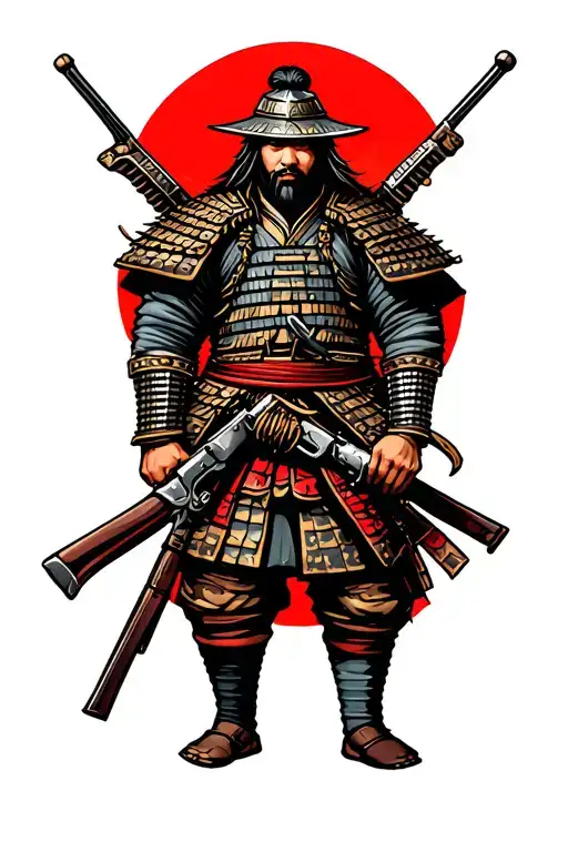 Samurai Warrior Holding Guns