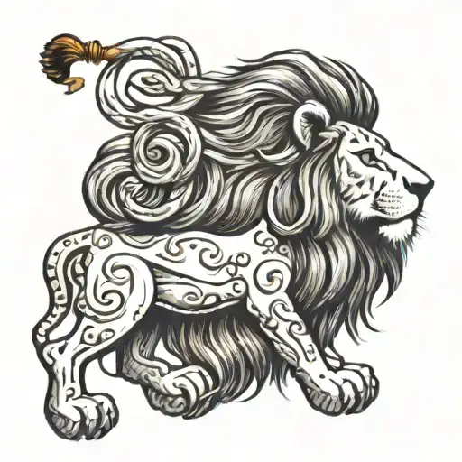 Sketch Of A Lion With Bitcoins On A Brush