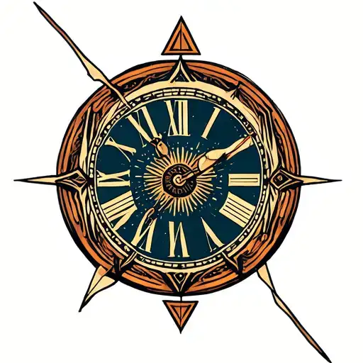 Geometric Clock Hands Surrounded