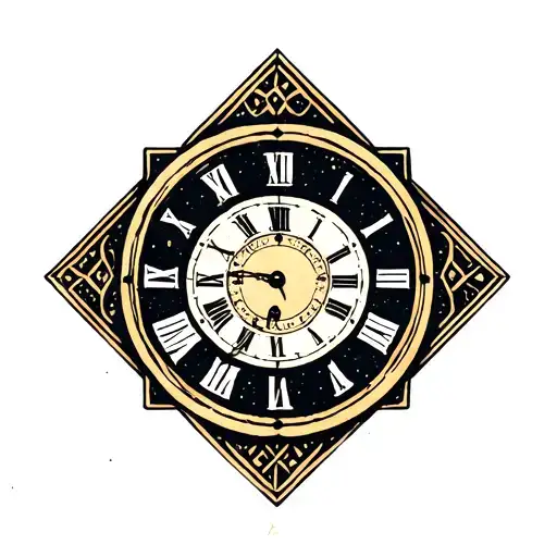 Geometric Clock Hands Surrounded