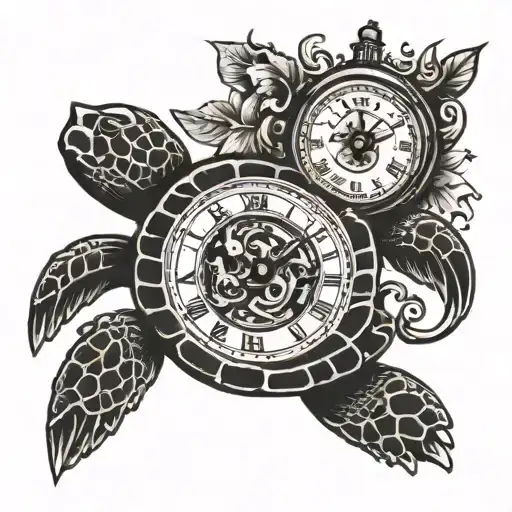Turtle And Clock Forearm